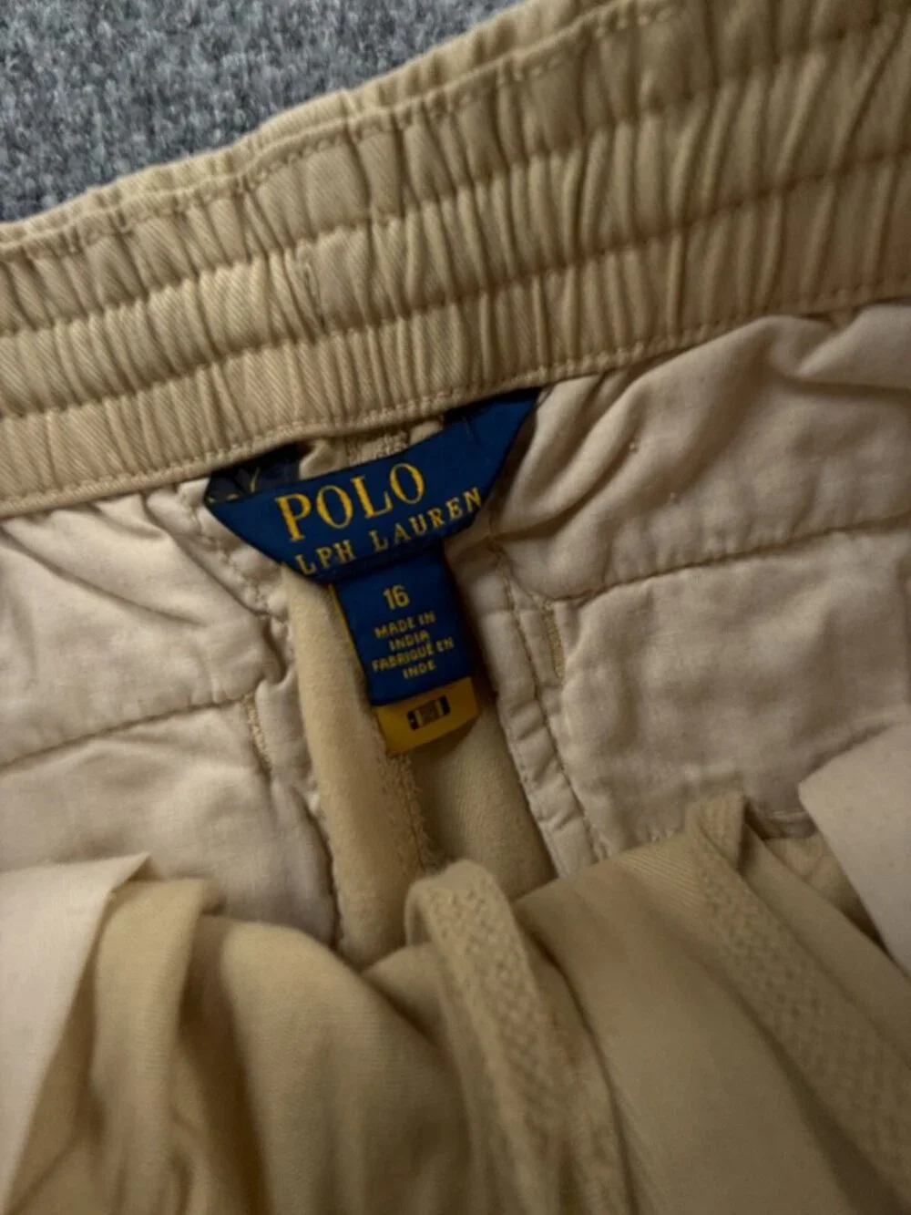 Polo Ralph Lauren Pants Women Beige Capri Size 16 Adult Cotton Elastic Waist
